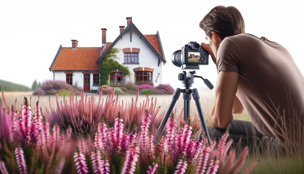 Wichtig für gutes Marketing: ein Fotograf fotografiert ein hübsches Haus im Heidekreis.